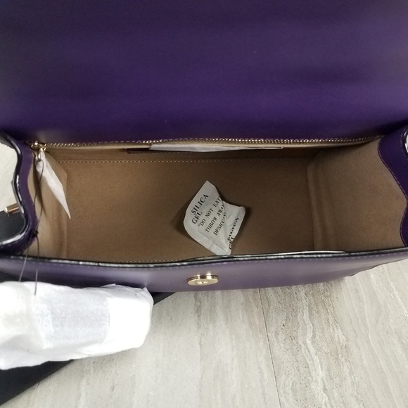 NEW Time\'s Arrow Ava Leather Mini Satchel Bag purse with Sheep Fur Purple $328